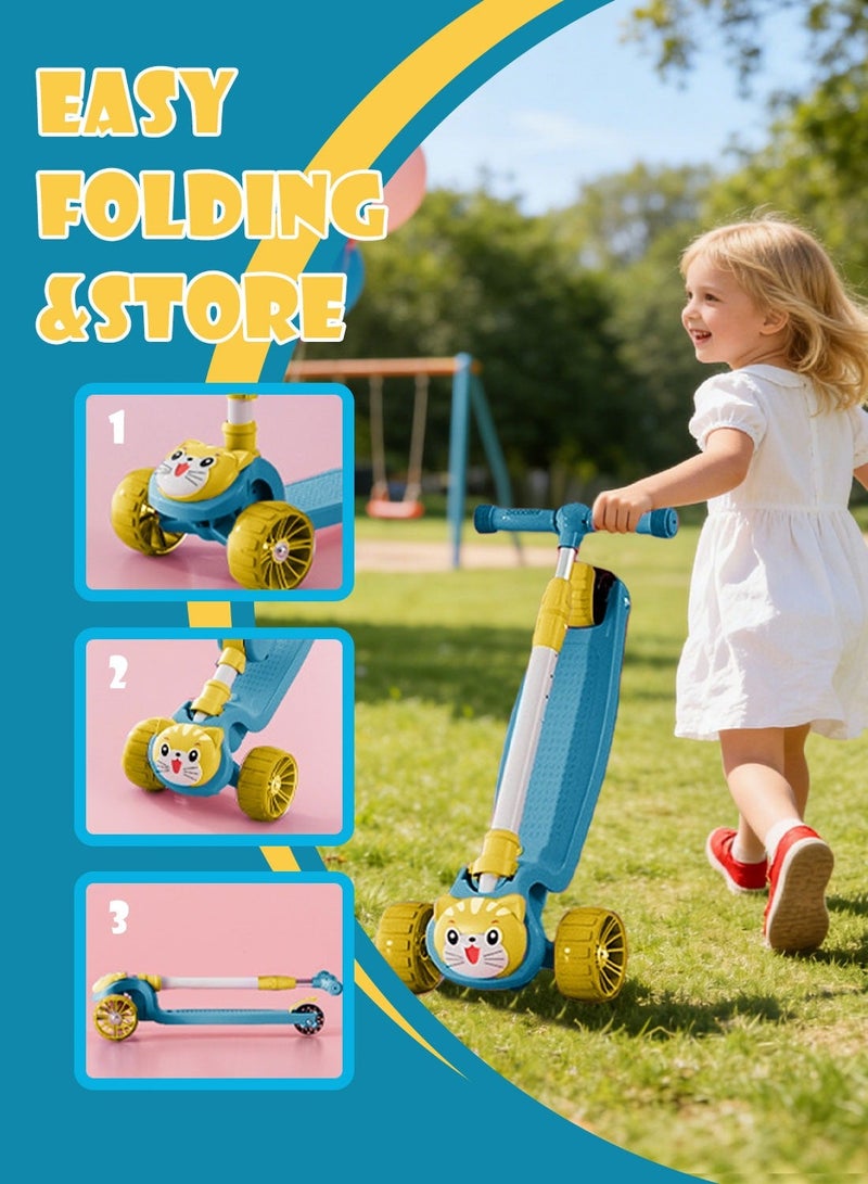 Shuer Kick Scooters for Kids, with Flashing Wheels and Adjustable Handle for Children, Kick Scooter with Music and Light for 1-6 Years Boys and Girls Indoor Outdoor(Green) - Image 5