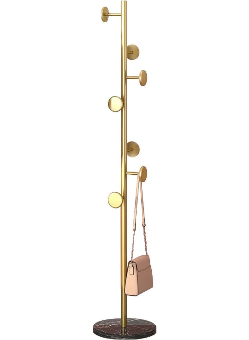 Coat Tree Freestanding, Metal Coat Rack Tree with 8 Hooks, Free Standing Hanger for Hats Scarves Purses Umbrellas, Coat Stands with Stable Base for Entryway Bedroom, Gold pole and black base - Image 1