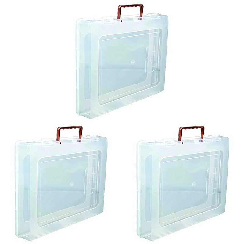 DARKZONE MultiPurpose Rectangular Plastic Storage Box with Locks and Handle Transparent Plastic Box for Saree Laptop Books Clothes 155 X 13 X 25 Inch 3 - Image 1