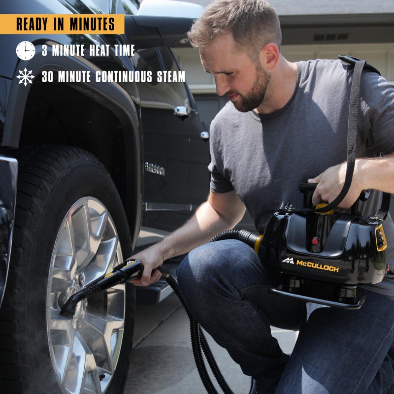 McCulloch MC1270 Portable Power Steam Cleaner, 30 Minute Runtime, 16 Accessories: Mop Head, Brushes, & More - Built for Home, Tile, Grout, Carpet, Furniture, & Personal Car Detailing - Image 5
