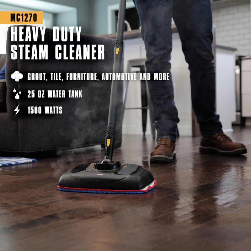 McCulloch MC1270 Portable Power Steam Cleaner, 30 Minute Runtime, 16 Accessories: Mop Head, Brushes, & More - Built for Home, Tile, Grout, Carpet, Furniture, & Personal Car Detailing - Image 2