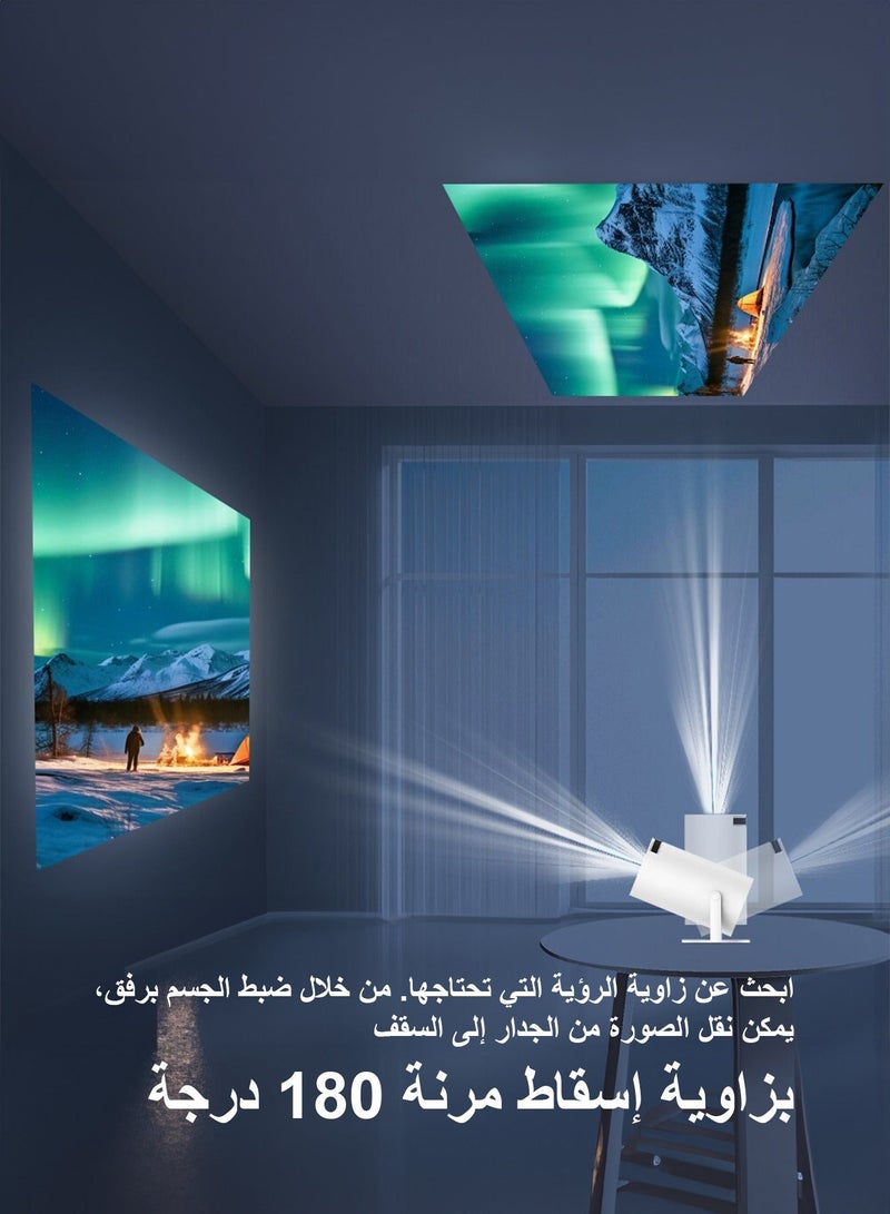 صوف بروجكتر بدقة 4K جودة عالية سهل الحمل والتنقل داخل المنزل او في الخارج نظام اندرويد ١١ واي فاي متوافق مع جميع الاجهزة التلفاز ومتوفر مدخل HDMI ومنفذ USB ويعمل مع البلايستيشن وأجهزة ابل والاندرويد - Image 2