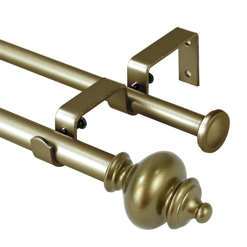 Urbanest Round Urn Adjustable Double Drapery Curtain Rod Set 58 4884 Antique Gold - Image 2