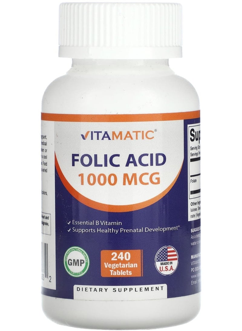 Vitamatic Folic Acid , 1,000 mcg , 240 Vegetarian Tablets