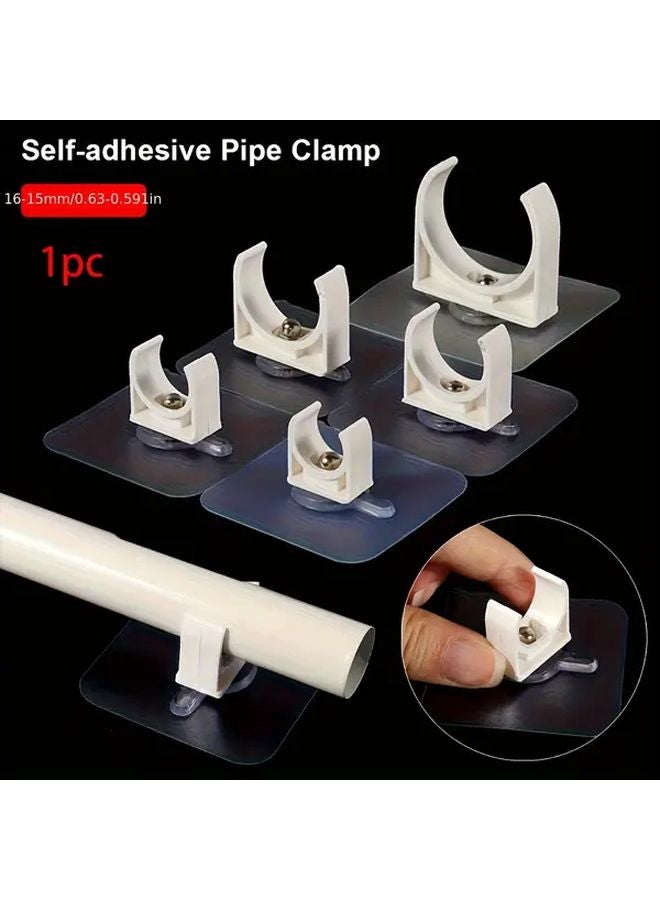 1 قطعة 32 مم مشبك أنابيب ذاتي اللصق خالٍ من الثقب حامل أنابيب ماء حوض السمك مشبك موصل - Image 2