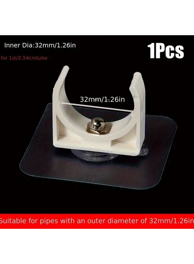 1 قطعة 32 مم مشبك أنابيب ذاتي اللصق خالٍ من الثقب حامل أنابيب ماء حوض السمك مشبك موصل - Image 1