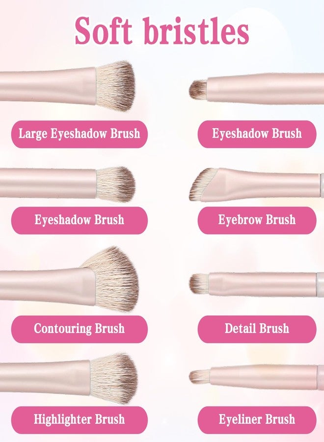 WJIAAA Eyeshadow Brush Set, 8 Pcs Beginner Friendly Eye Brushes for Makeup with Soft Bristles, Blending Eyeliner & Angled Eyebrow Brush for Hooded Eyes - Image 4