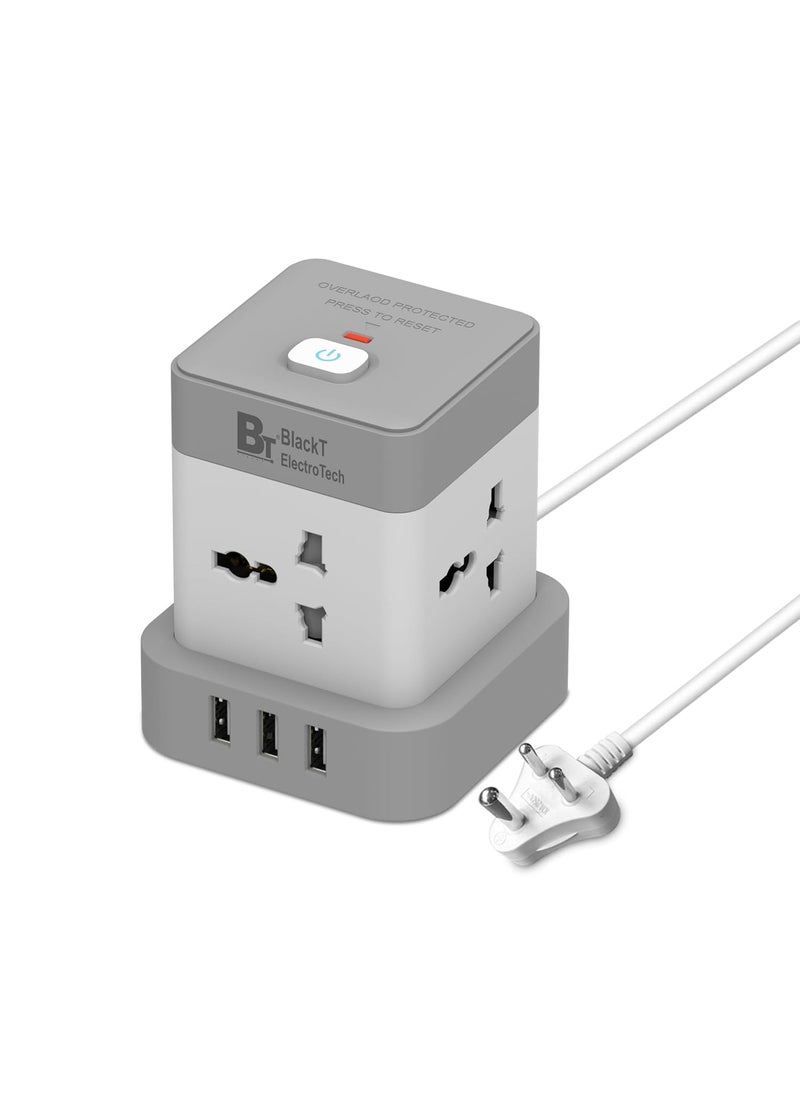 BlackT ElectroTech Blackt Electrotech BTPSC Power Cube with 4 Outlets 2 USBA 1 USBC Ports Compact Extension Cord Overload Protection  - Image 1