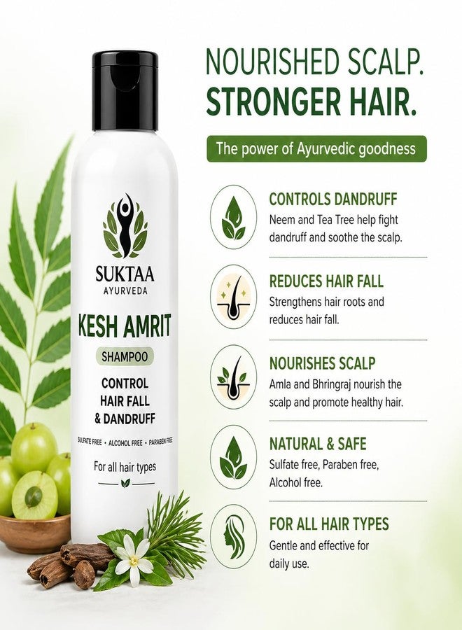 Suktaa Ayurveda Kesh Amrit Herbal Shampoo | Anti Hair Fall & Dandruff Control | Amla Reetha Shikakai Bhringraj | Hair Growth Ayurvedic Shampoo | Sulphate & Paraben Free | for Men & Women | 200ml - Image 2