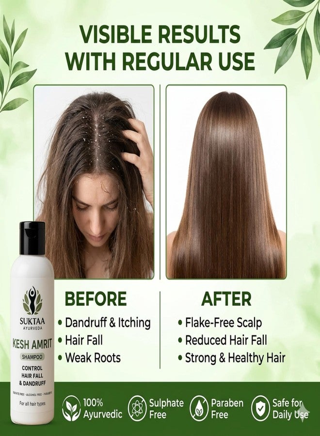 Suktaa Ayurveda Kesh Amrit Herbal Shampoo | Anti Hair Fall & Dandruff Control | Amla Reetha Shikakai Bhringraj | Hair Growth Ayurvedic Shampoo | Sulphate & Paraben Free | for Men & Women | 200ml - Image 5