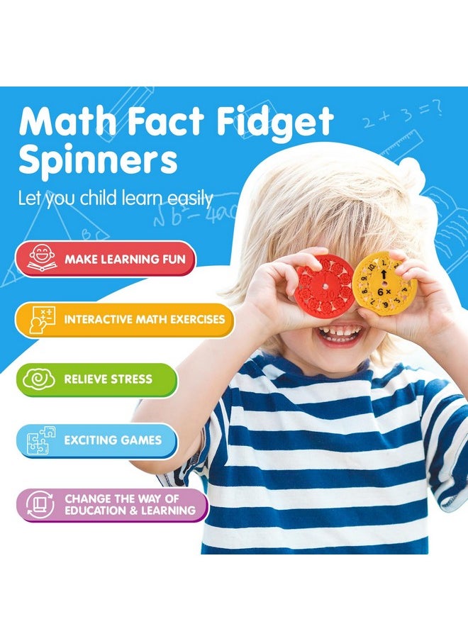 Ideashop - 18Pcs Math Fidget Spinners For Stimmers, Math Fact Fidget Spinners Math Fidget Toy Learn Addition, Subtraction, Multiplication And Division, Educational Math Game For Home School Classroom - Image 1