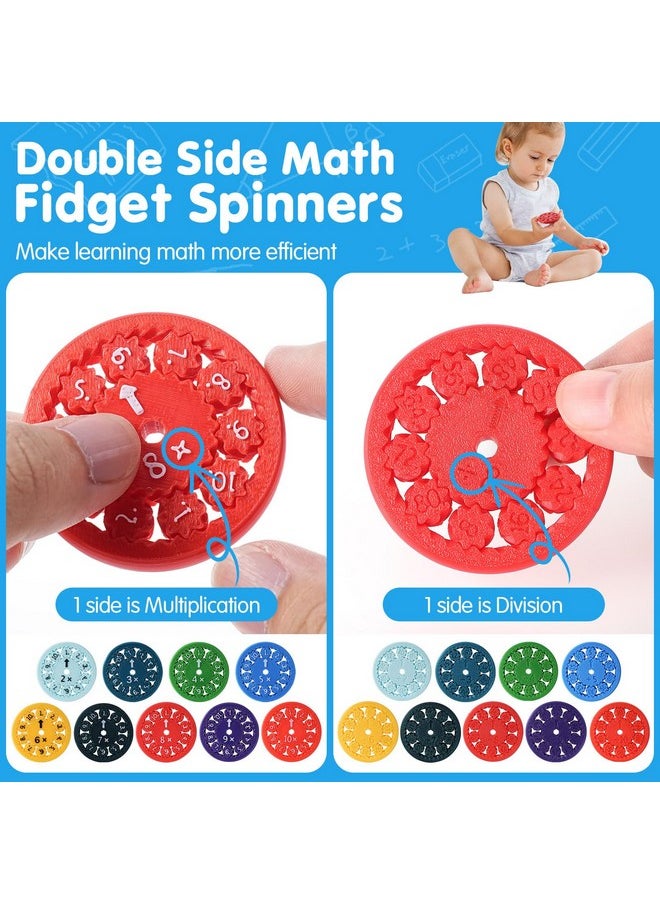 Ideashop - 18Pcs Math Fidget Spinners For Stimmers, Math Fact Fidget Spinners Math Fidget Toy Learn Addition, Subtraction, Multiplication And Division, Educational Math Game For Home School Classroom - Image 1