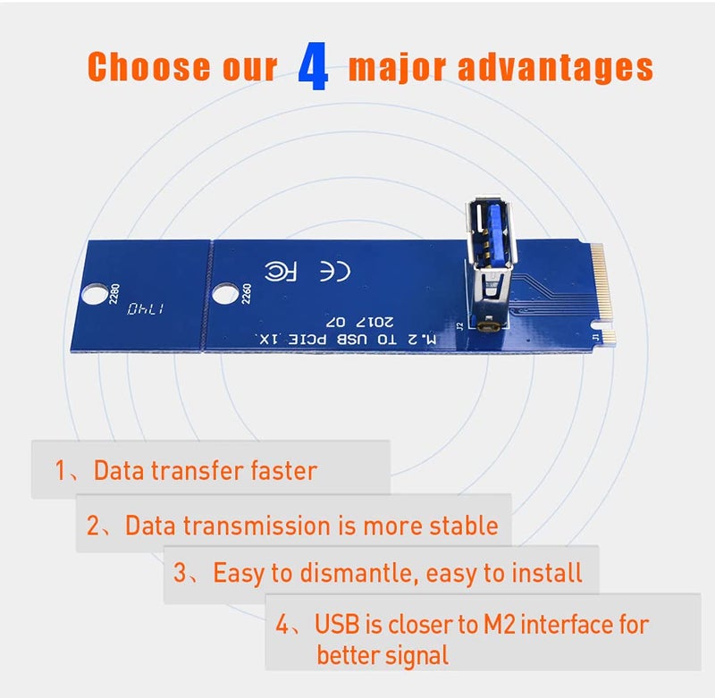 Piplus بي بلس® (®) محول بطاقة رiser PCI-E Express M.2 إلى USB 3.0 لنقل البيانات لعمالة تعدين BTC - Image 3