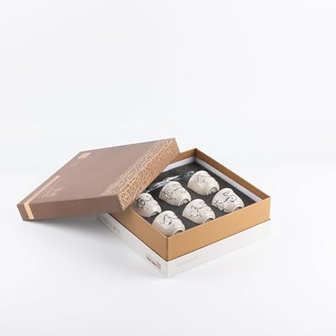 rayihni Arabic Coffee Set 7 Pcs From Jiwar  Beige  Silver - Image 3