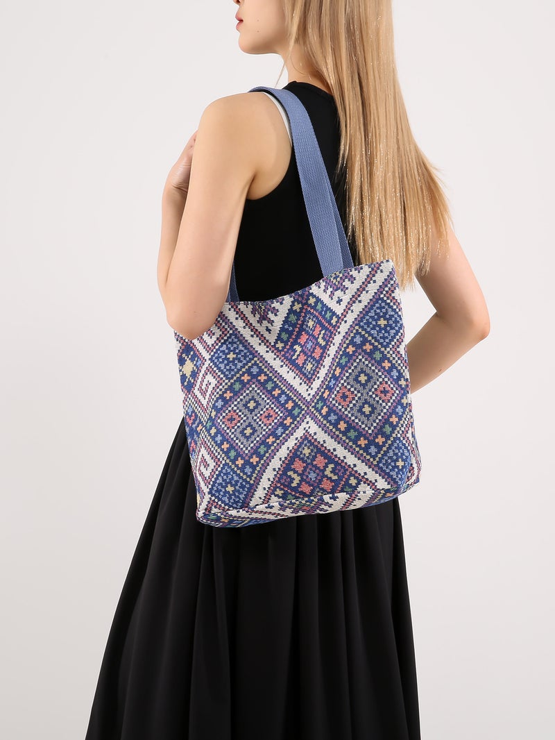 Large-Capacity Commuter Bag Women'S New Fashion Shoulder Tote Bag Ethnic Style Retro Student Class Handbag Bag - Image 3