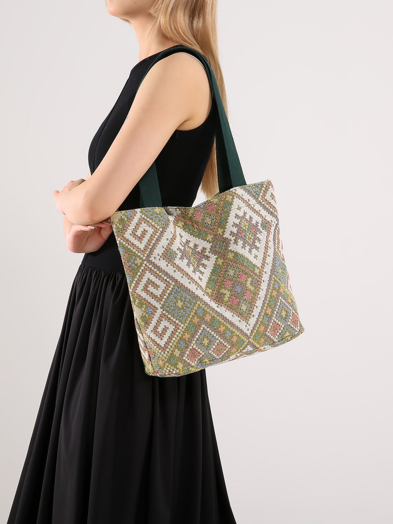 Large-Capacity Commuter Bag Women'S New Fashion Shoulder Tote Bag Ethnic Style Retro Student Class Handbag Bag - Image 4