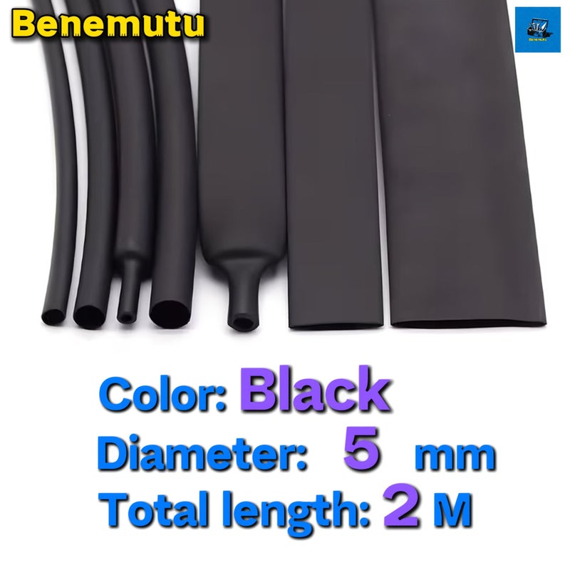 2 1 Black Heat Shrink Tubing Durable PE Material 5mm Diameter 78 74inch Length for Wire Cable Protection Electrical Wiring Management Electricians DIY - Image 4