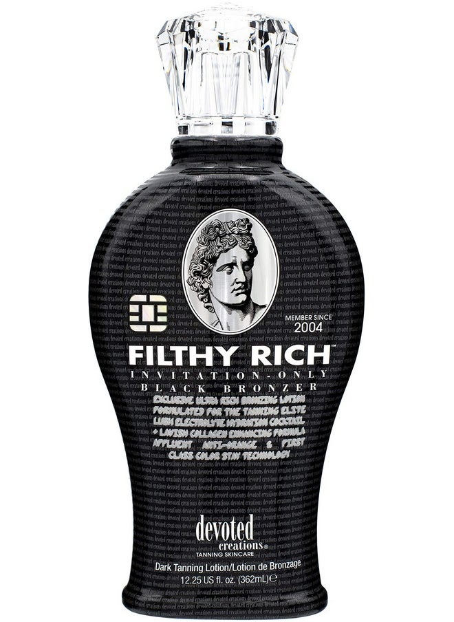 Devoted Creations Filthy Rich Luxurious Dark Bronzing Formula With Anti Orange Technology And High Levels Of Dha Natural & Cosmetic Bronzers For Immediate Color 12.25 Oz. 