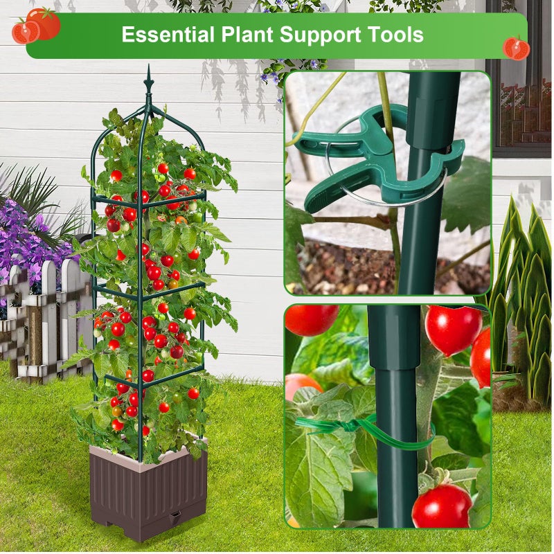 MQHUAYU Raised Garden Bed Planter Boxes with Trellis,1pcs 70.9" Self-Watering Tomato Planter Boxes with Trellis for Climbing Vegetables Plants Flowers Tomato,Use for Indoor Outdoor (Brown) - Image 4