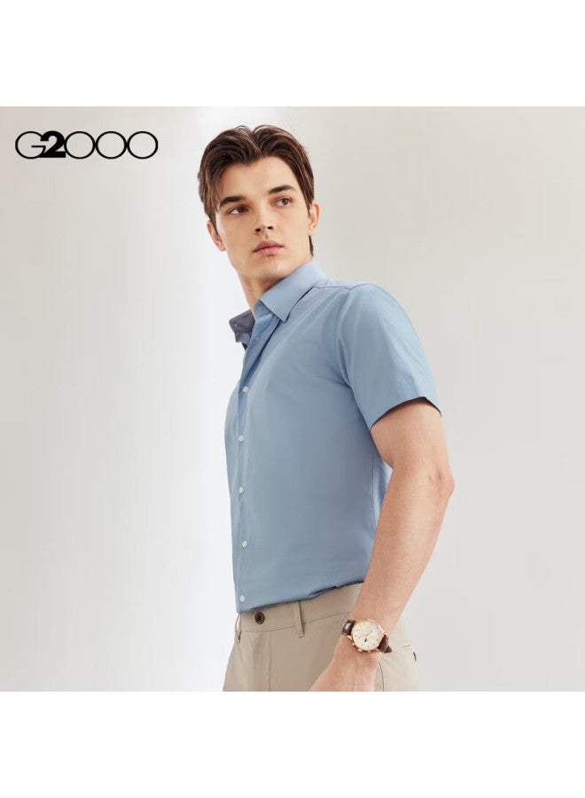 G2000 قميص قصير الأكمام مريح من قطن مزيج G2000 بنفس أسلوب المركز التجاري 41131942G2 بنفسجي فاتح أزرق 03 - Image 3