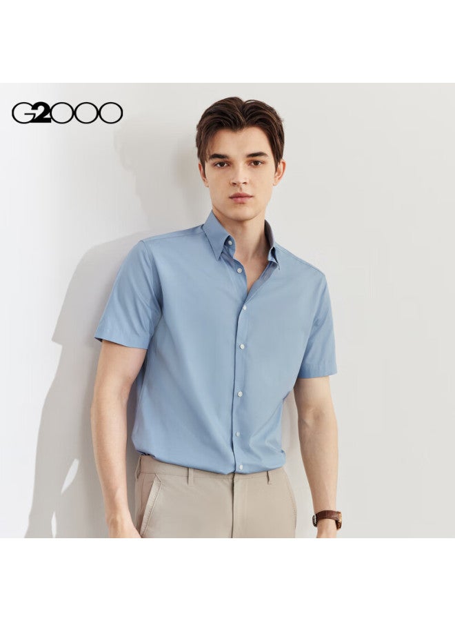 G2000 قميص قصير الأكمام مريح من قطن مزيج G2000 بنفس أسلوب المركز التجاري 41131942G2 بنفسجي فاتح أزرق 03 - Image 2