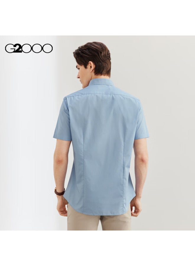 G2000 قميص قصير الأكمام مريح من قطن مزيج G2000 بنفس أسلوب المركز التجاري 41131942G2 بنفسجي فاتح أزرق 03 - Image 1