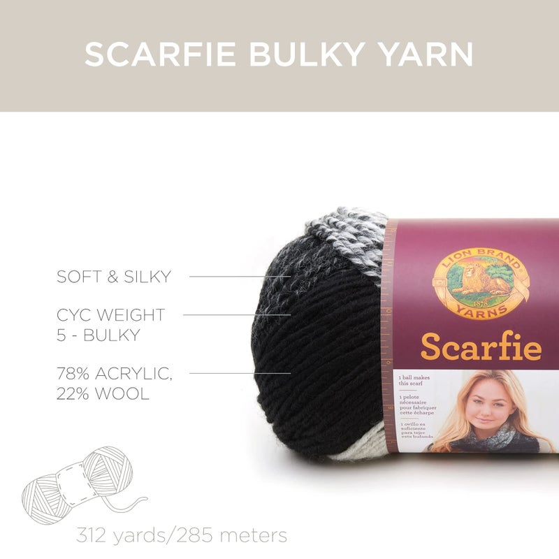 Lion Brand Yarn Scarfie Bulky Yarn, Cream/Taupe, 1 Pack - Image 4