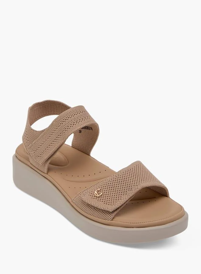 Women Textured Sandals with Hook and Loop Closure