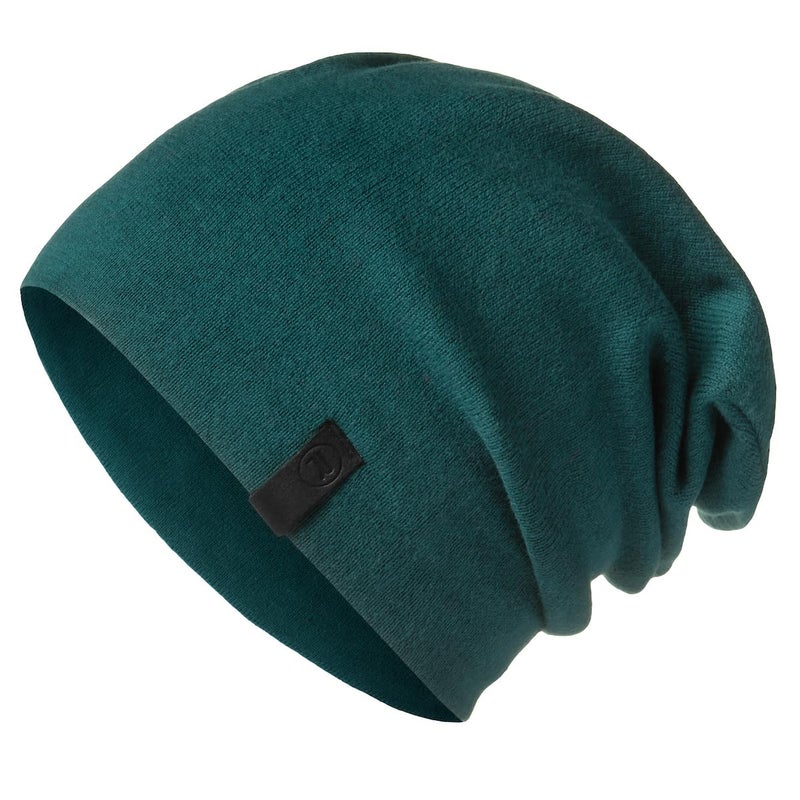 Revony Warm Slouchy Beanie Hat - Deliciously Soft Daily Beanie in Fine Knit Emerald Green, Emerald Green, L/One size - Image 1