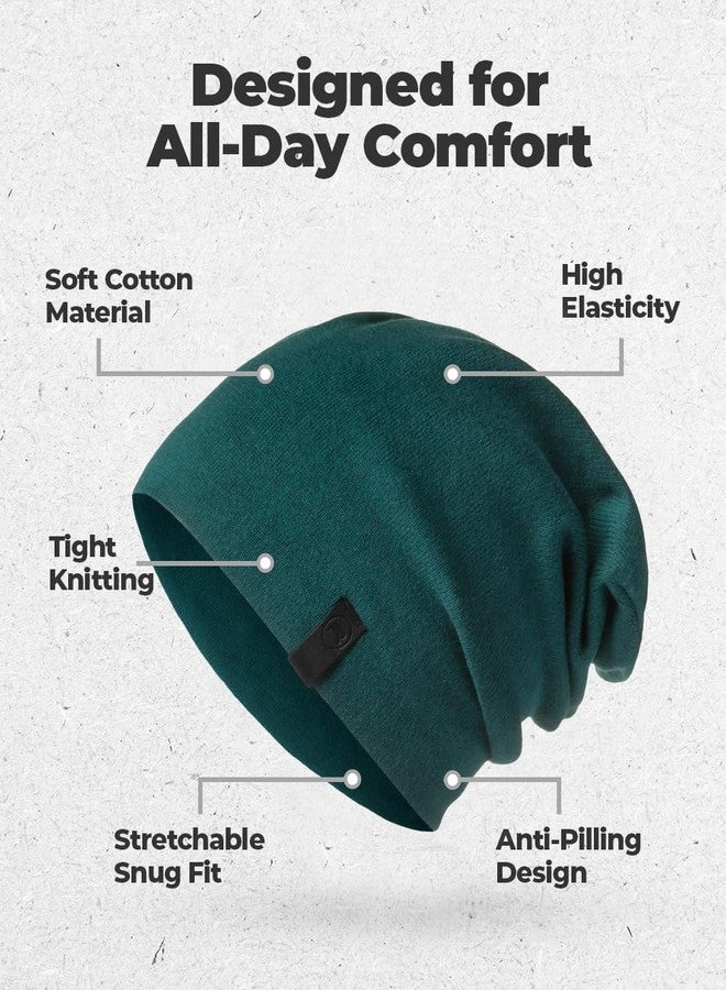Revony Warm Slouchy Beanie Hat - Deliciously Soft Daily Beanie in Fine Knit Emerald Green, Emerald Green, L/One size - Image 4