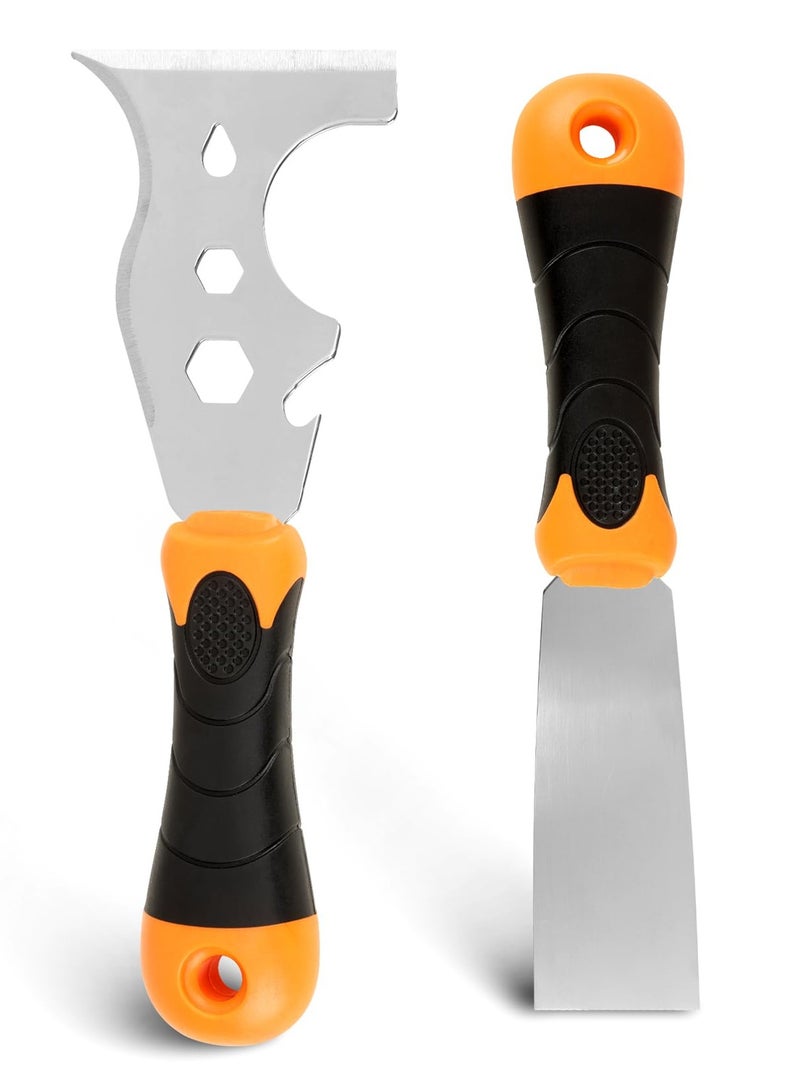 sokany 2 Pack, 12-in-1 Paint Scraper Tool, Multi-use Painters Tool, 22cm Stainless Steel Putty Knife Scraper, Paint Scraper for Painting and Wood, Razor Blade Scraper (Multicolour) - Image 1
