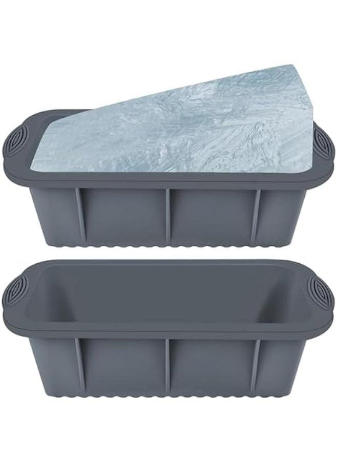 HOOKOR Extra Large Ice Block Mold,2 Pack 4.7lbs Ice Cubes for Cold Plunge or Coolers,Reusable Silicone Ice Molds for Ice Bath Chiller,Big Ice Tray (Grey)  - Image 1