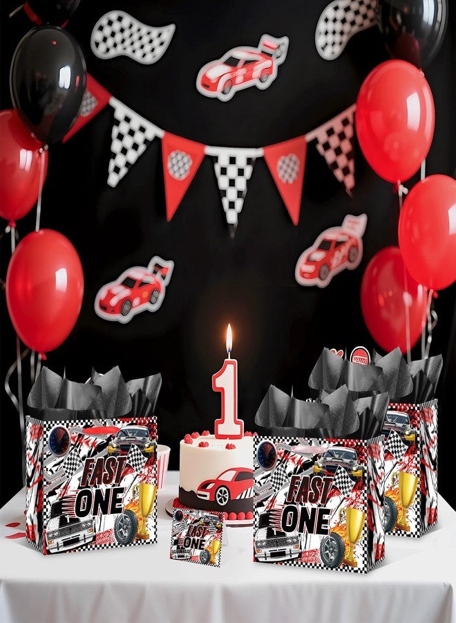 LUUFILx Race Car Gift Bag Fast One 1st Birthday Gift Bag for Boys Hot Car Party Favor Bags with Tissue Paper Greeting Card Racing Goodie Treat Bag for Wheel Party One Year Old Birthday Decorations Supplies - Image 5