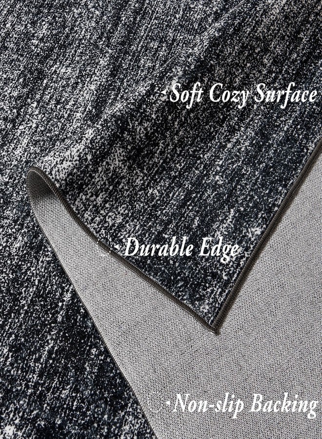 BILEEHOME Black and White Rug for Living Room,Washable Abstract Modern Boho Dark 5x7 Area Rugs for Office - Image 3