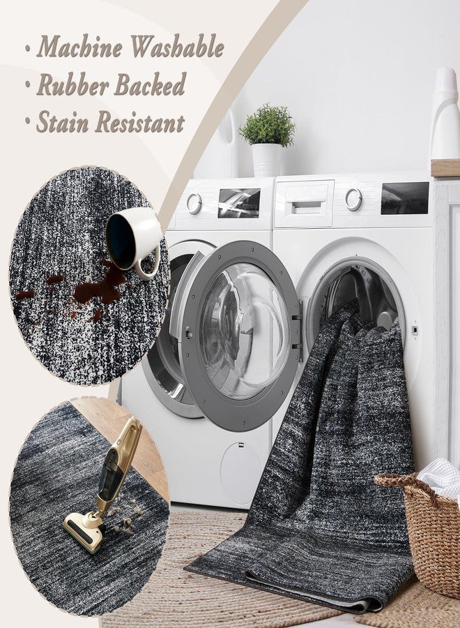 BILEEHOME Black and White Rug for Living Room,Washable Abstract Modern Boho Dark 5x7 Area Rugs for Office - Image 4