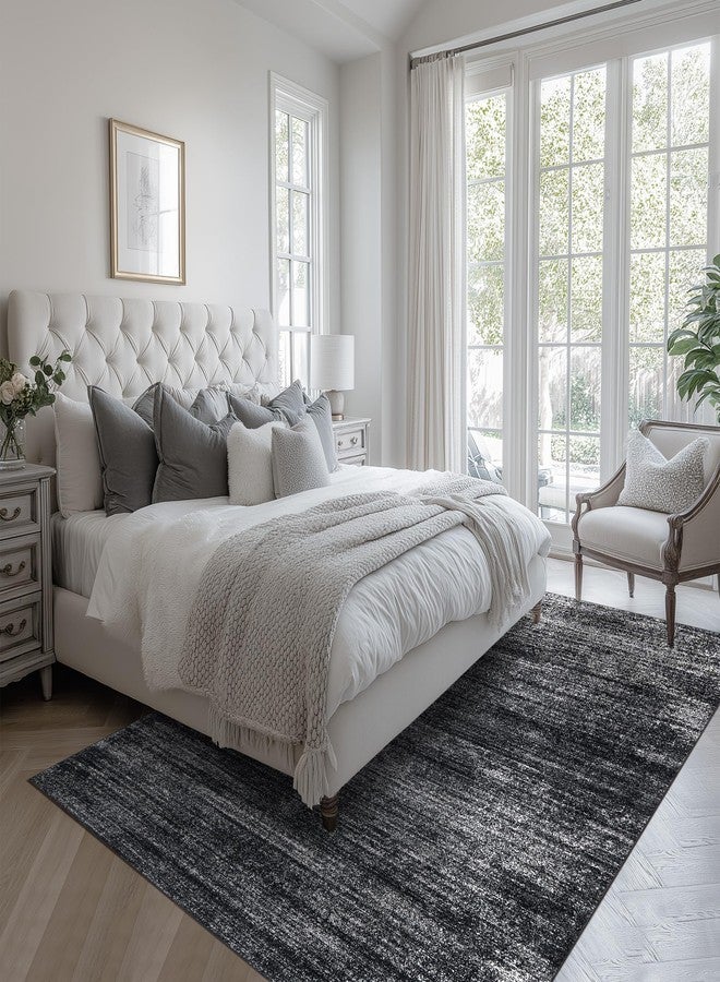 BILEEHOME Black and White Rug for Living Room,Washable Abstract Modern Boho Dark 5x7 Area Rugs for Office - Image 2