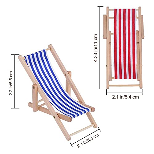 Lynkaye Dollhouse Miniature Furniture Accessories Foldable Wooden Beach Chair Mini Longue Deck Chair Doll House Ornament Kits for DIY Fairy Garden Dollhouse Decoration Pack of 4 - Image 5