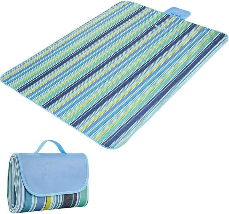 Lavish Waterproof Foldable Outdoor Picnic Mat – Large Size, With Stripes – Sandproof, Tear-Resistant, Beach Blanket, Portable Camping Mat for 4-6 People, Family, Travel, Festivals, Home Use Assorted - Image 1