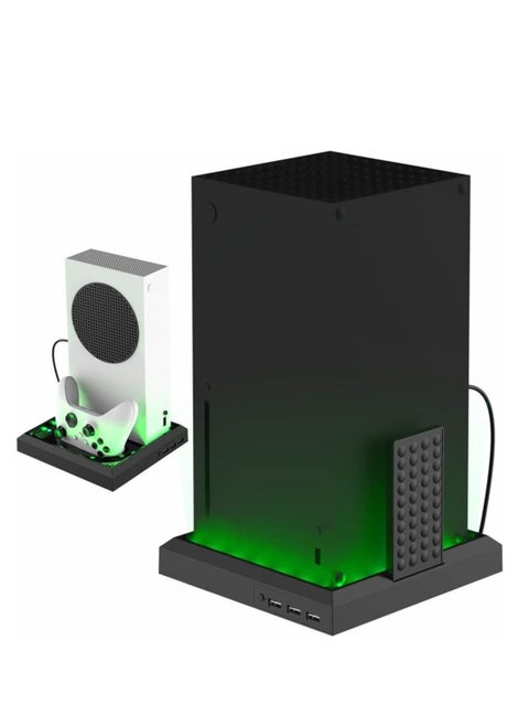 RGB Multi-Function Vertical Stand for Xbox Series X/S, Game Consoler Cooling Stand, Colourful Light Controller Charging Stand, Gaming Accessories