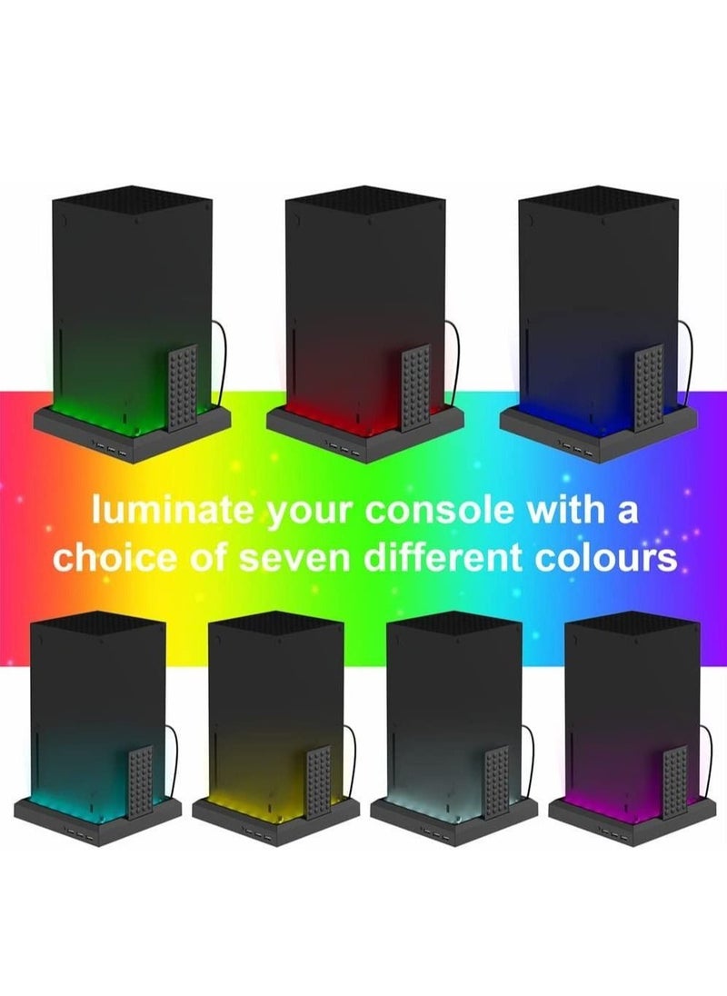 RGB Multi-Function Vertical Stand for Xbox Series X/S, Game Consoler Cooling Stand, Colourful Light Controller Charging Stand, Gaming Accessories