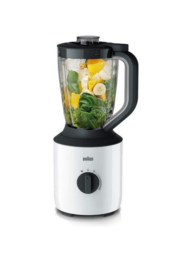 BRAUN 800W PowerBlend 3 Jug Blender with Mill White and Black 2 L BRJB3123WH 800 W BRJB3123WH White and Black - Image 1