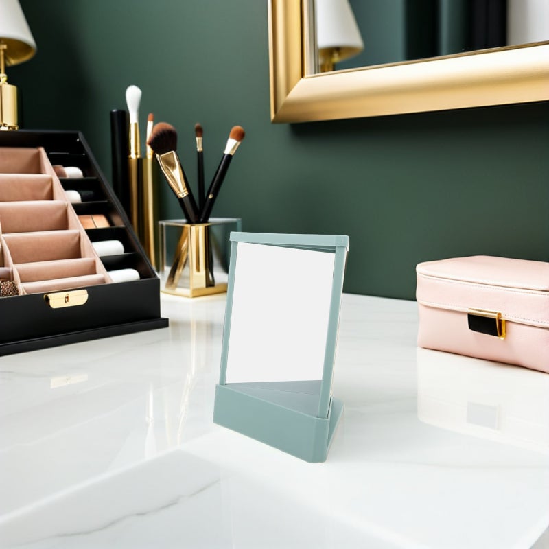 💄 مرآة مكياج محمولة خضراء بسطح عاكس حقيقي للمنضدة المنزلية - Image 5