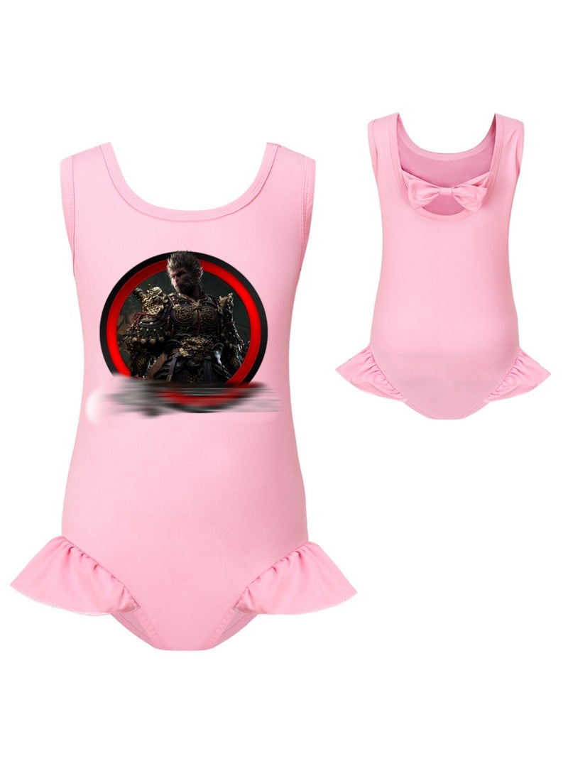 MQD Black Myth Goku Girls' One Piece Swimsuit And Cap Set 