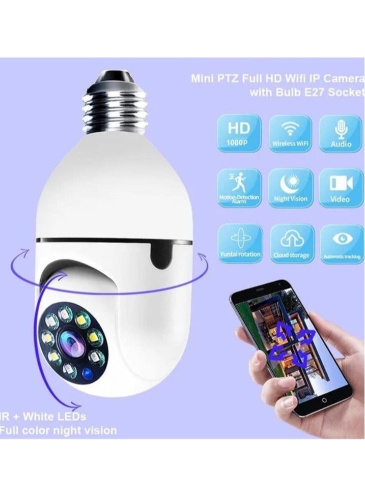 2Pcs Light Bulb Security Camera 2.4GHz & 5G WiFi Outdoor, 1080P E27 Light Socket Security Camera, Indoor 360° Home Security Cameras