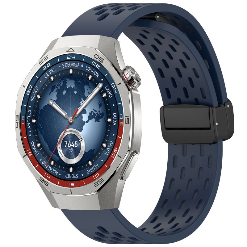 erorex For Huawei Watch Gt5 Pro 46Mm Folding Magnetic Buckle Silicone Watch Band(Midnight Blue) - Image 1