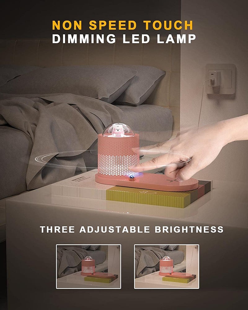 Marrone Mini Cute LED Desk Lamp with USB Cable Charging Port with Wireless Charger 3 Lighting Modes Sensitive Control EyeCaring Office Lamp - Image 3
