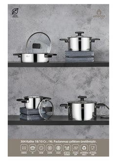 AMBOSS Enyo 8 Pieces Stainless Steel Cookware Set with Black Bakelite Handle Turkish Made  - Image 2