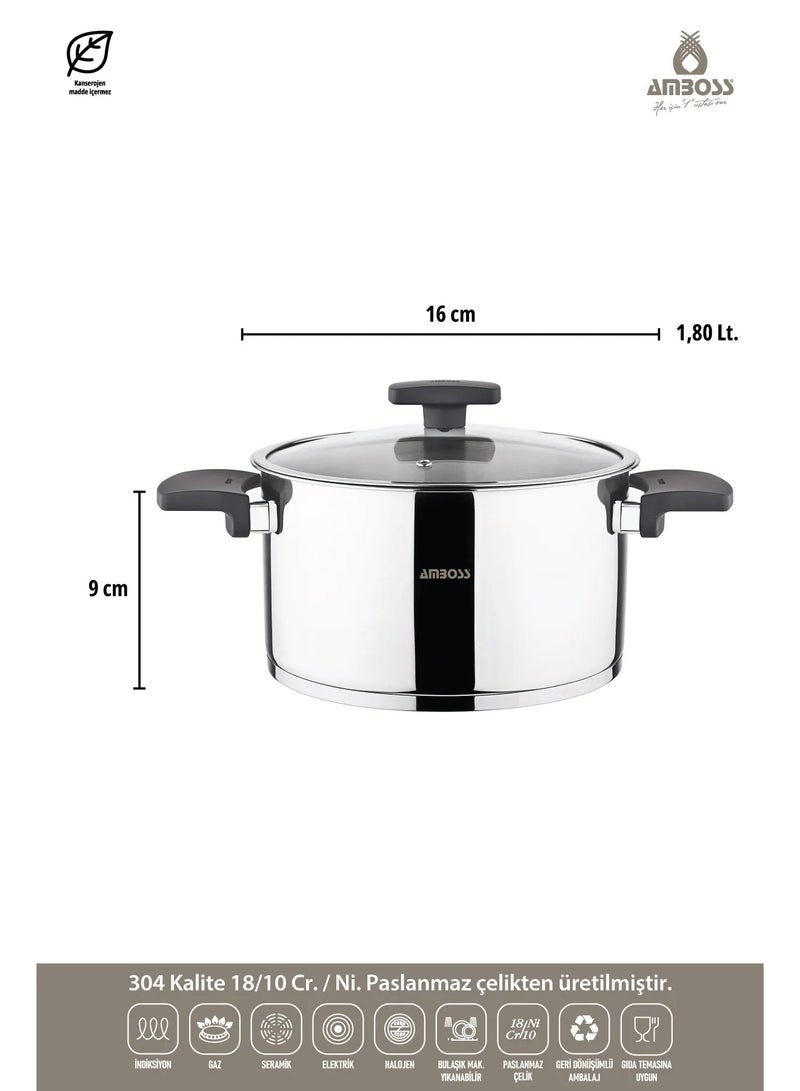 AMBOSS Enyo 8 Pieces Stainless Steel Cookware Set with Black Bakelite Handle Turkish Made - Image 3