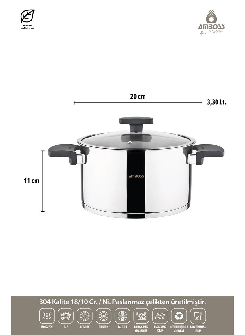 AMBOSS Enyo 8 Pieces Stainless Steel Cookware Set with Black Bakelite Handle Turkish Made - Image 4