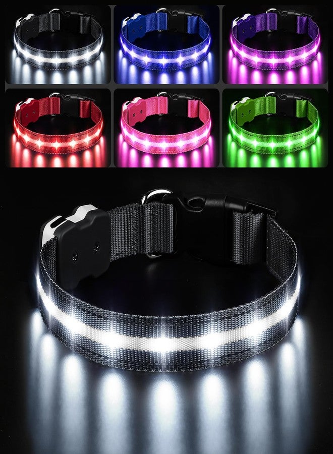 طوق كلاب مضيء من PcEoTllar، طوق LED قابل لإعادة الشحن، مناسب للمشي الليلي، مقاوم للماء، يتوهج في الظلام، مناسب للكلاب الكبيرة والصغيرة والمتوسطة، أسود - Image 1